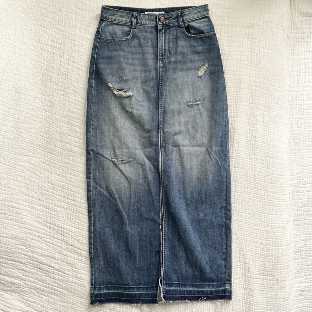 Zara Denim Maxi Skirt Size S Blue
